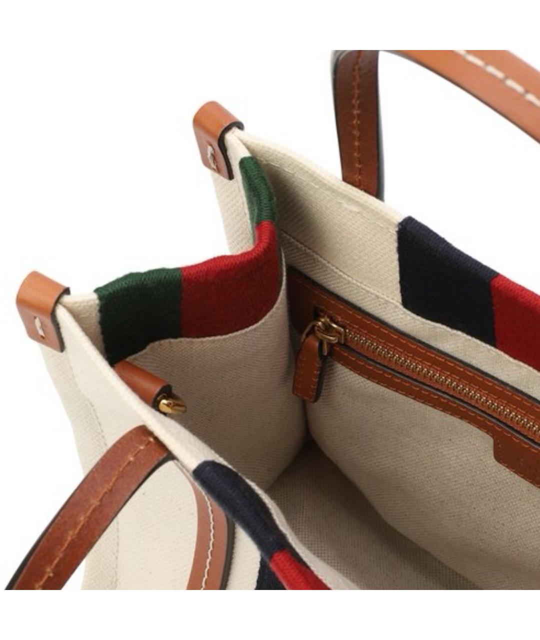 GUCCI Бежевая хлопковая сумка с короткими ручками, фото 5