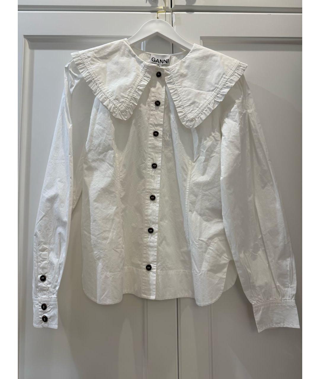 GANNI Белая хлопковая блузы, фото 5