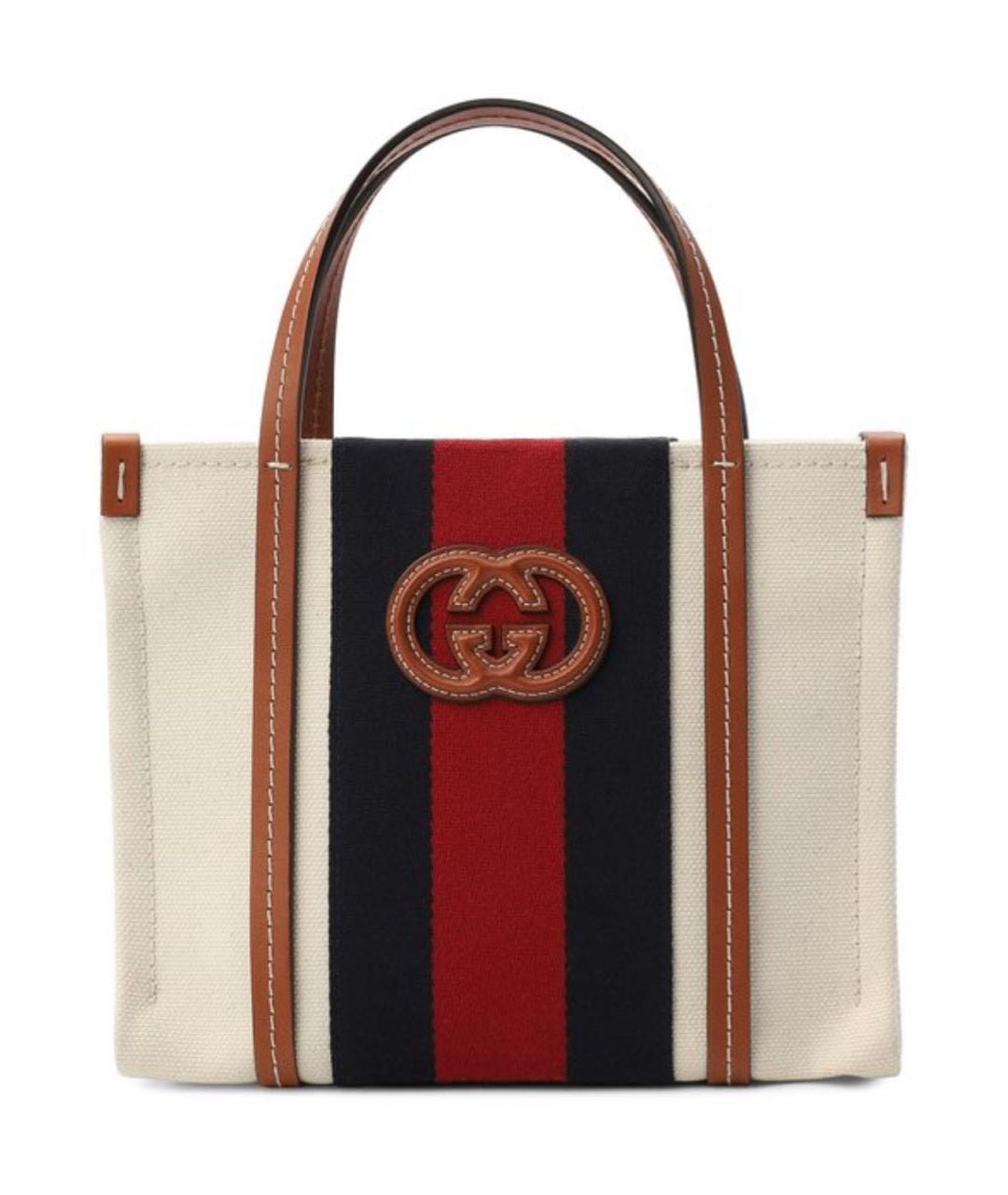 GUCCI Бежевая тканевая сумка тоут, фото 1