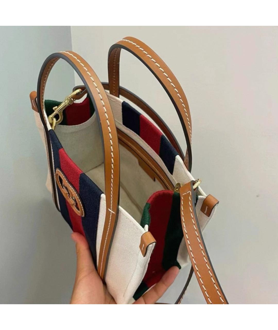 GUCCI Бежевая тканевая сумка тоут, фото 3