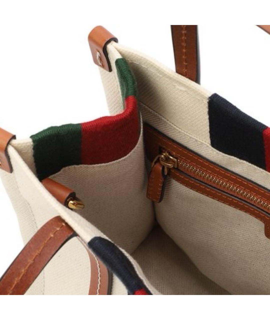 GUCCI Бежевая тканевая сумка тоут, фото 5