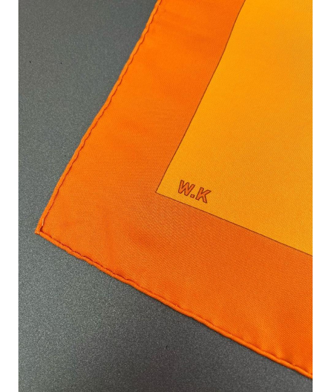 HERMES Оранжевый шелковый платок, фото 7