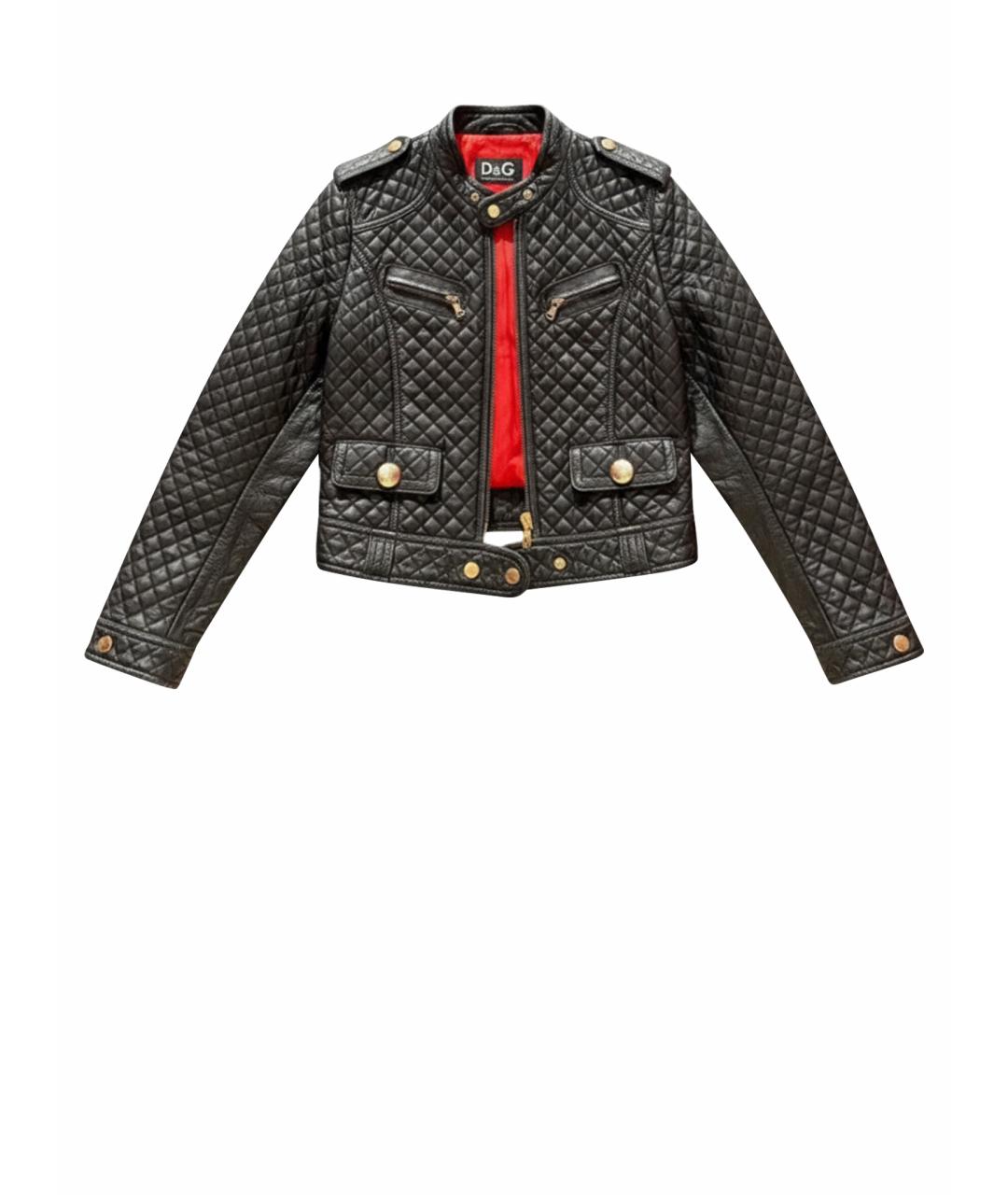 DOLCE&GABBANA Черная кожаная куртка, фото 1