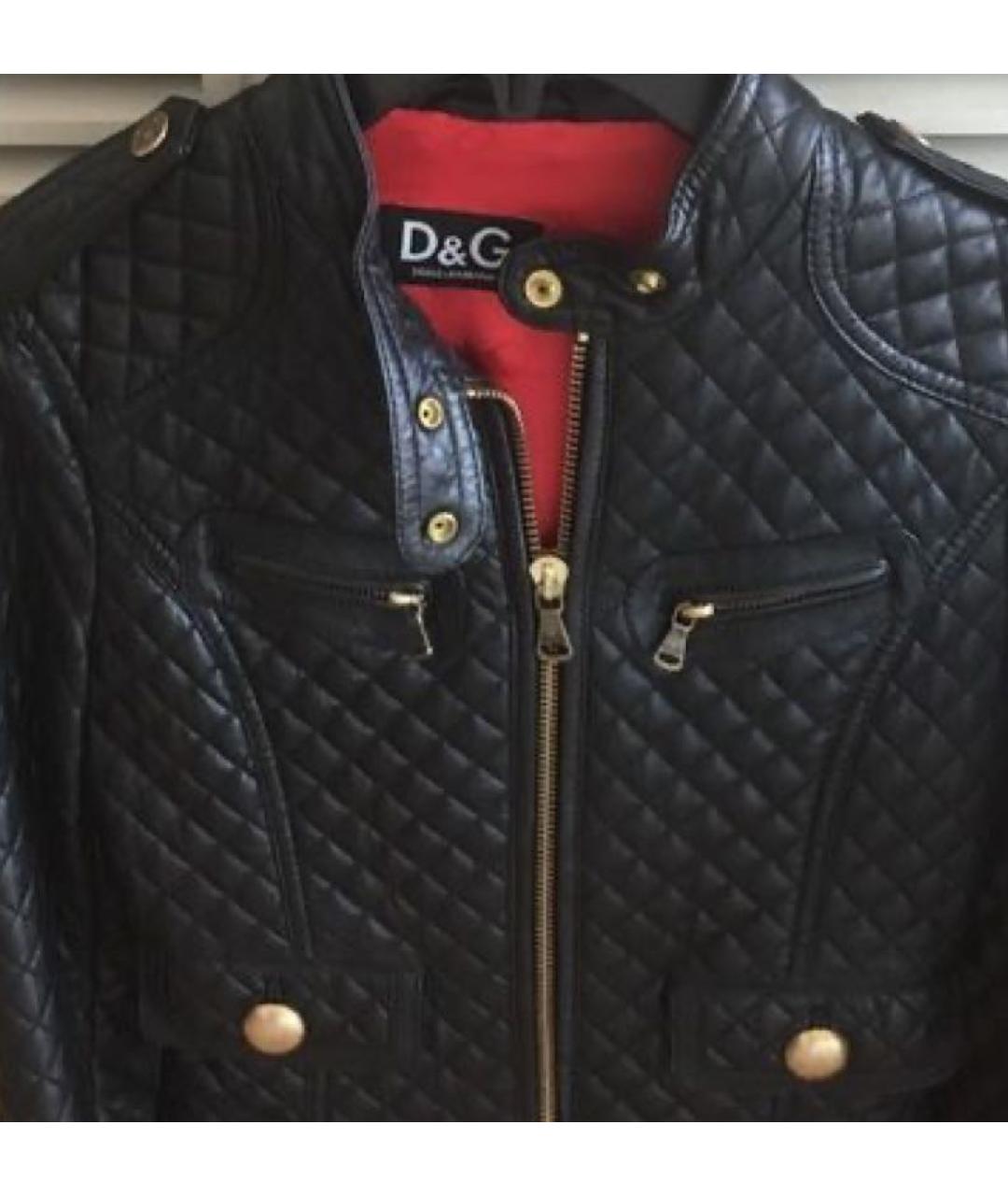 DOLCE&GABBANA Черная кожаная куртка, фото 2