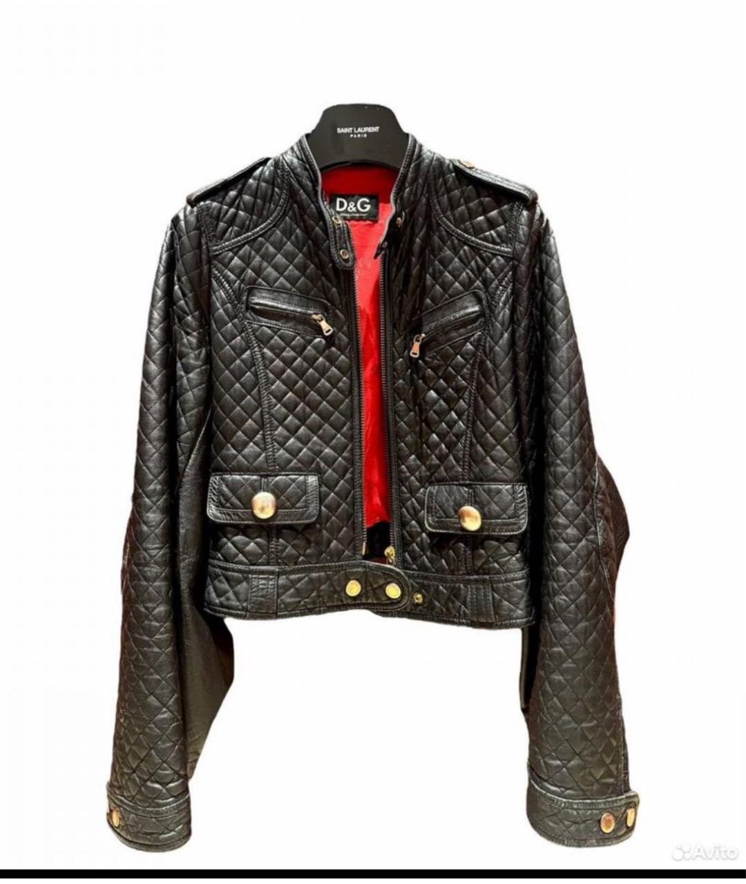 DOLCE&GABBANA Черная кожаная куртка, фото 3