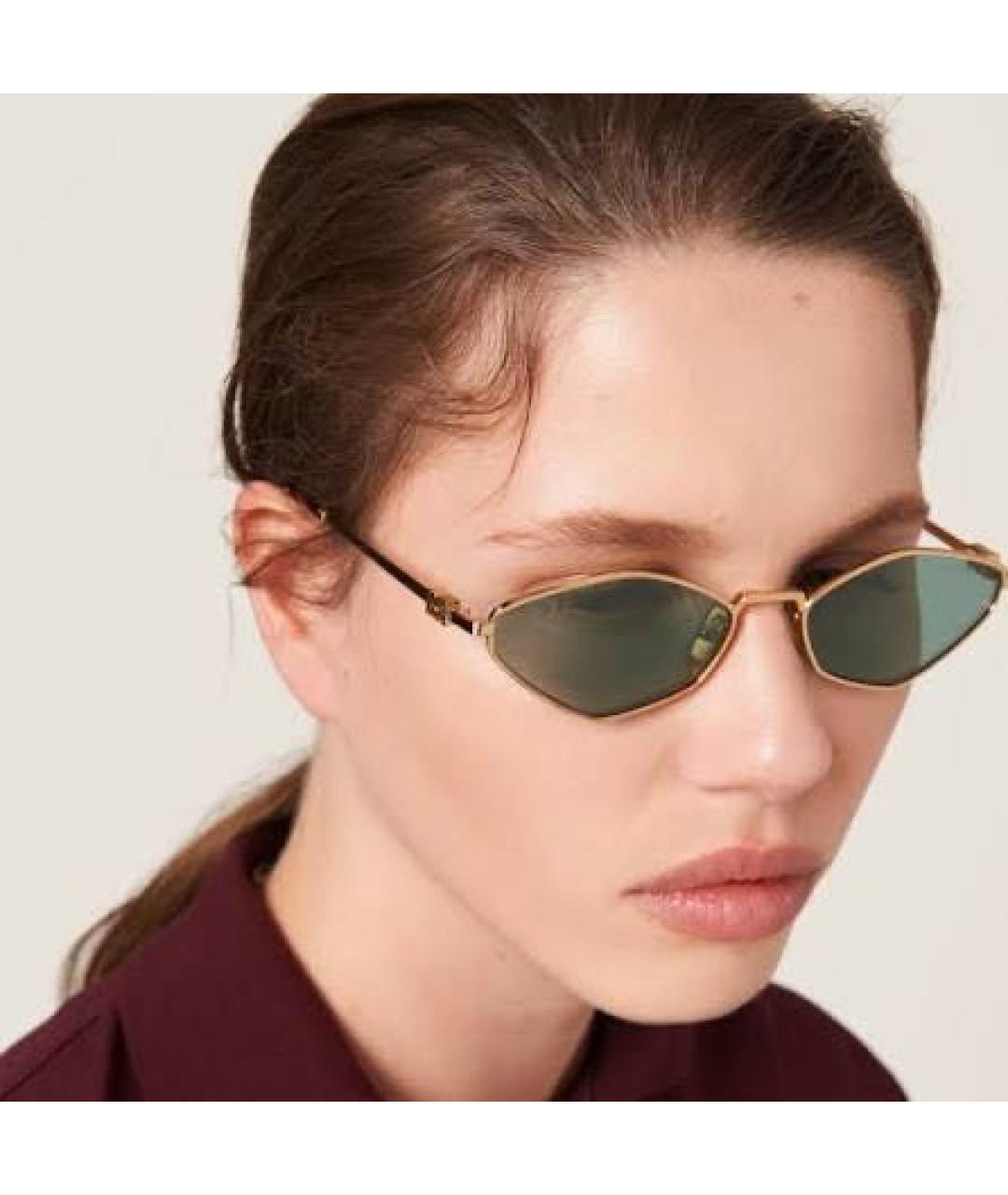 MIU MIU Золотые металлические солнцезащитные очки, фото 3