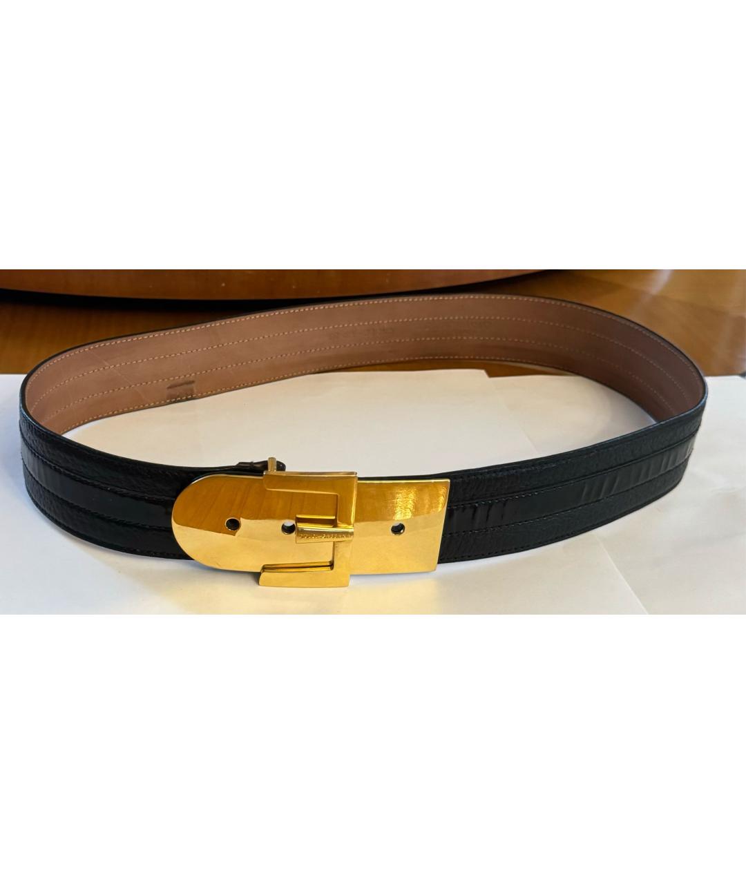 DOLCE&GABBANA Черный кожаный ремень, фото 7