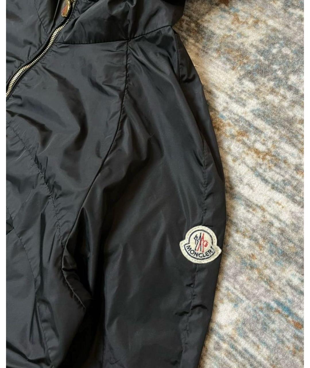 MONCLER Черный полиэстеровый тренч/плащ, фото 3