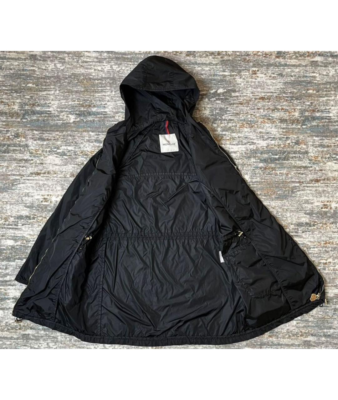 MONCLER Черный полиэстеровый тренч/плащ, фото 4