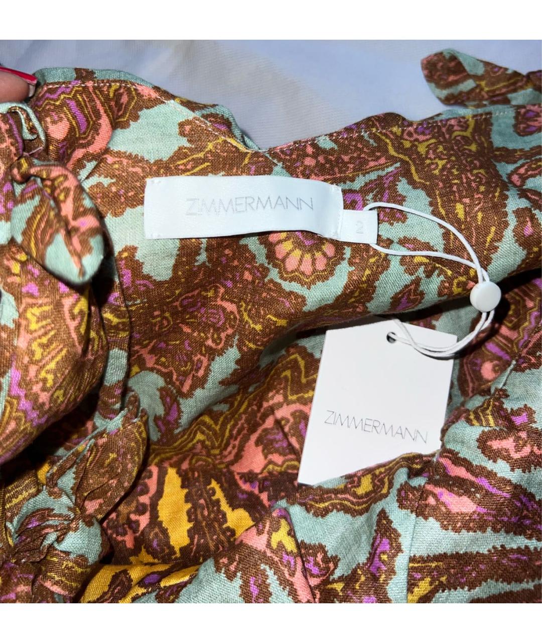 ZIMMERMANN Мульти льняное коктейльное платье, фото 7