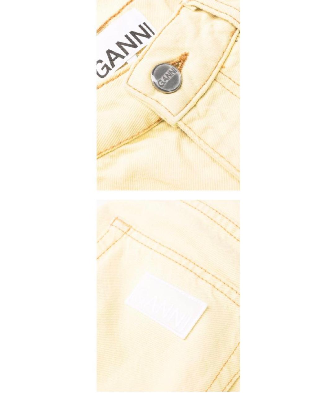 GANNI Желтые хлопковые прямые джинсы, фото 6