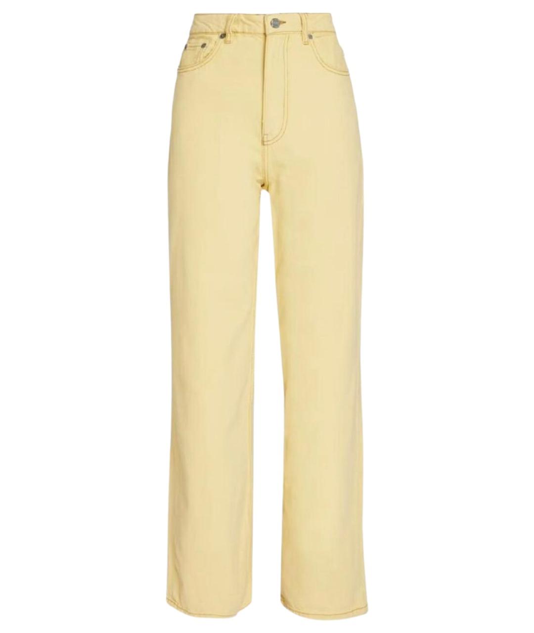 GANNI Желтые хлопковые прямые джинсы, фото 1