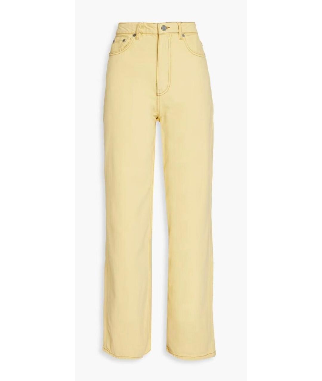 GANNI Желтые хлопковые прямые джинсы, фото 7