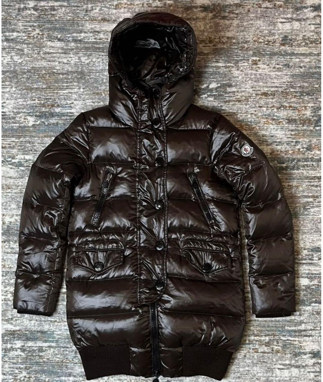 MONCLER Коричневый полиэстеровый пуховик, фото 9