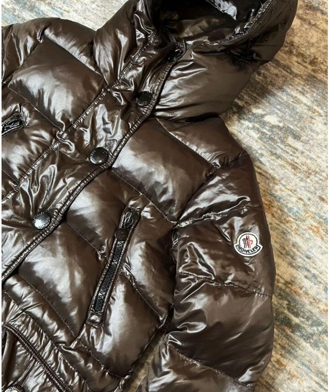 MONCLER Коричневый полиэстеровый пуховик, фото 3