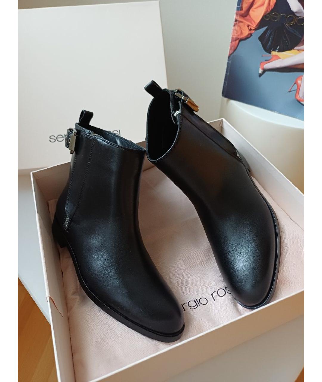 SERGIO ROSSI Черные кожаные ботинки, фото 4