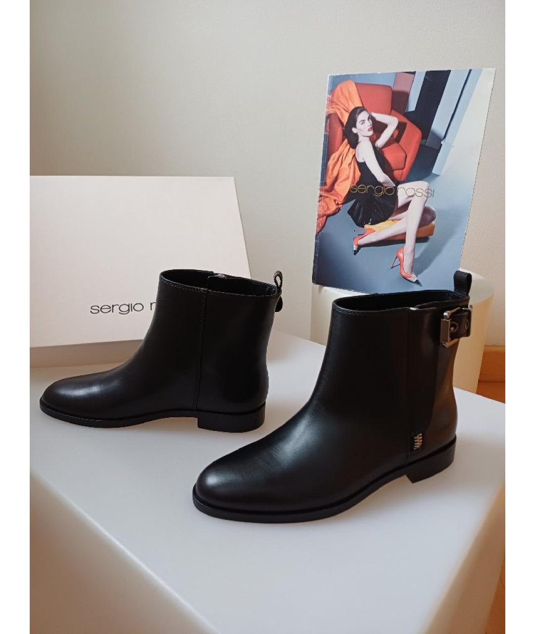 SERGIO ROSSI Черные кожаные ботинки, фото 5