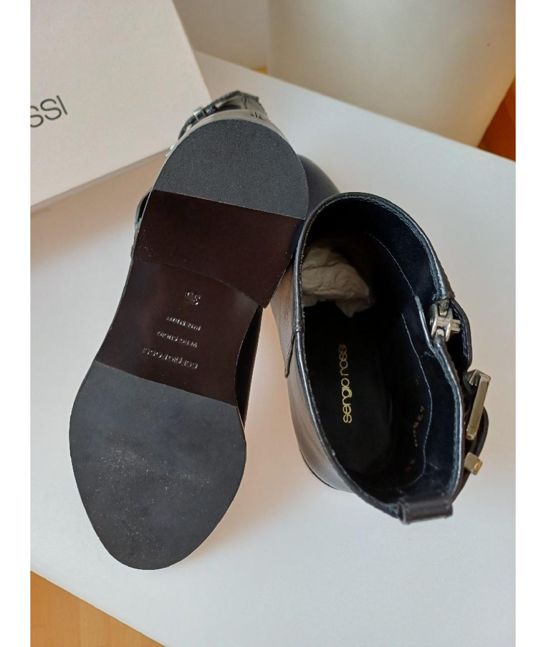 SERGIO ROSSI Черные кожаные ботинки, фото 8