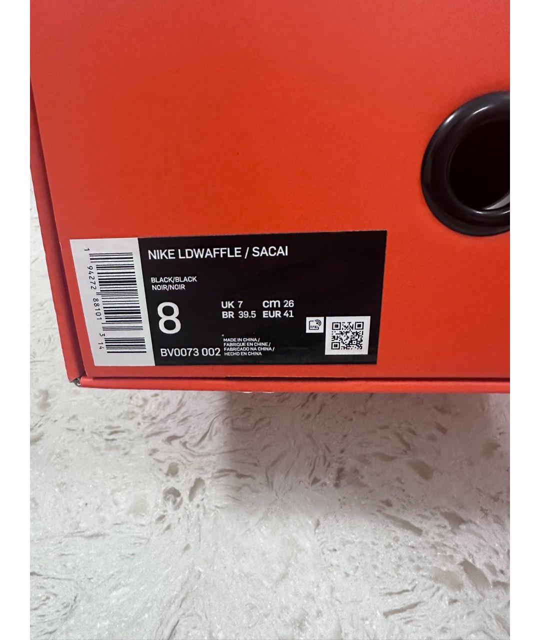 SACAI Черные кожаные низкие кроссовки / кеды, фото 7