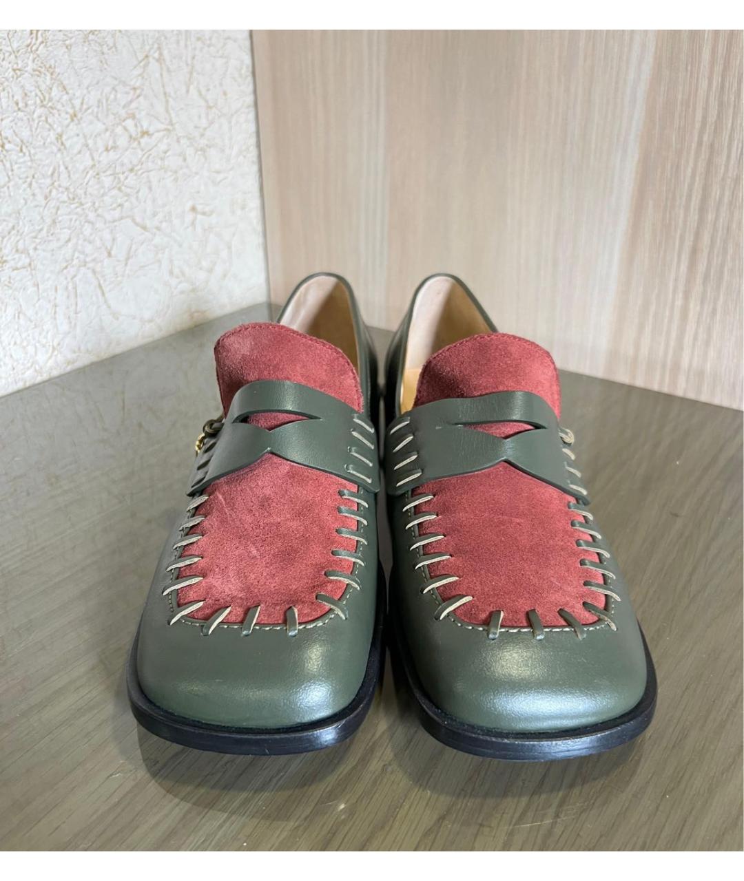 J.W.ANDERSON Зеленые кожаные лоферы, фото 2