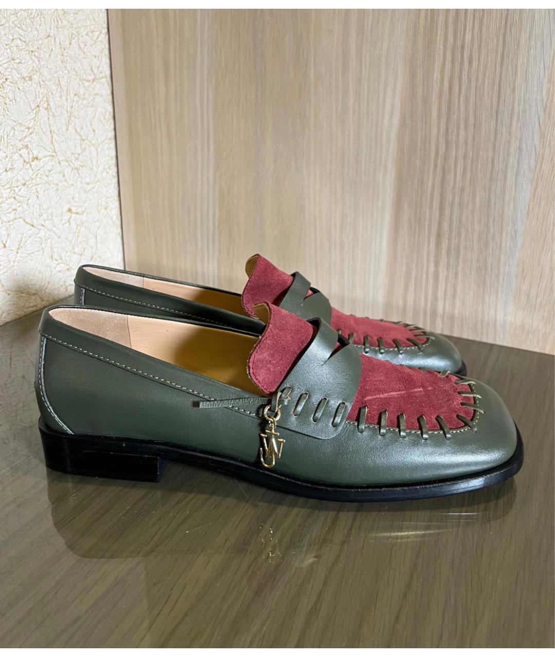 J.W.ANDERSON Зеленые кожаные лоферы, фото 5