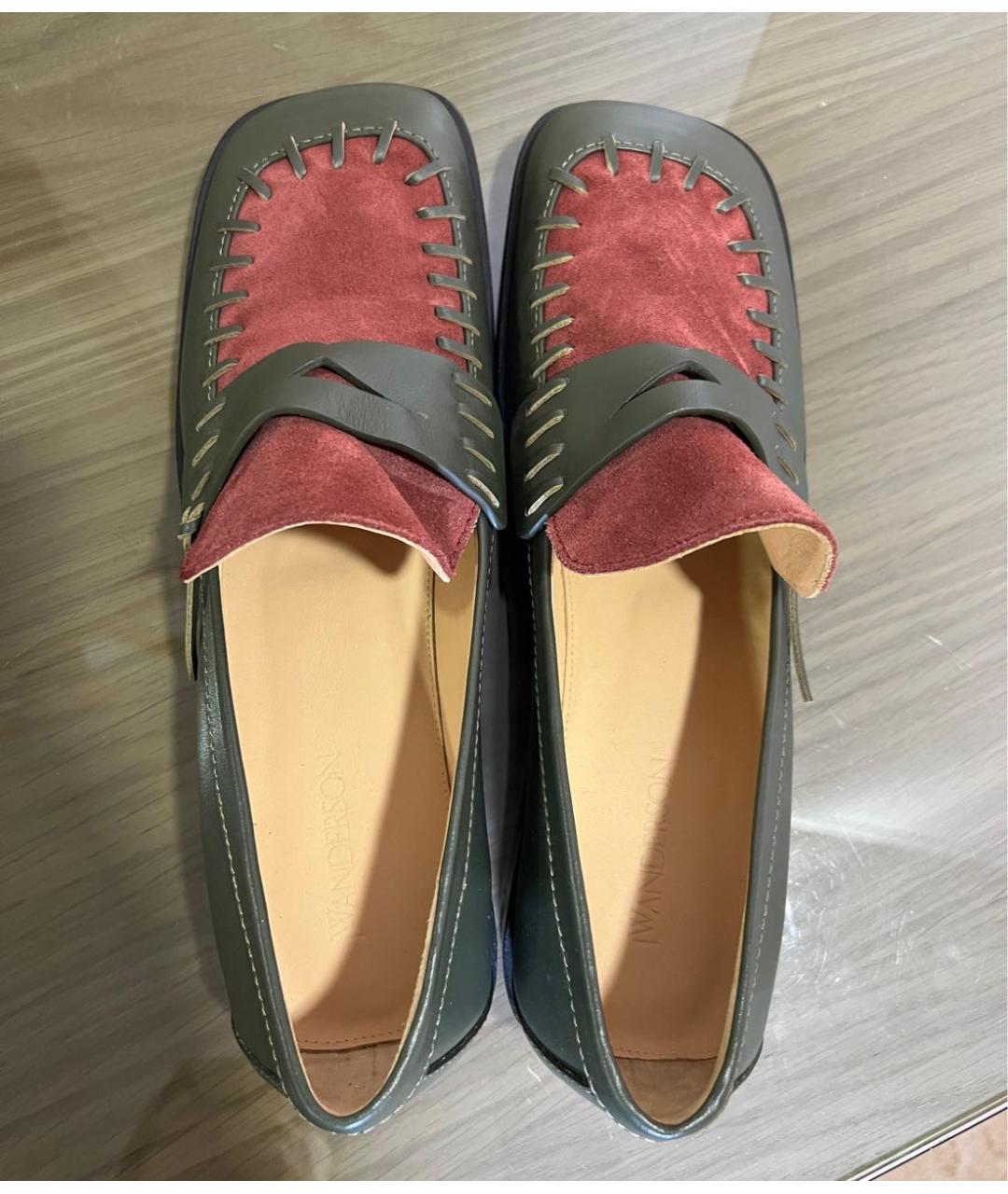 J.W.ANDERSON Зеленые кожаные лоферы, фото 4