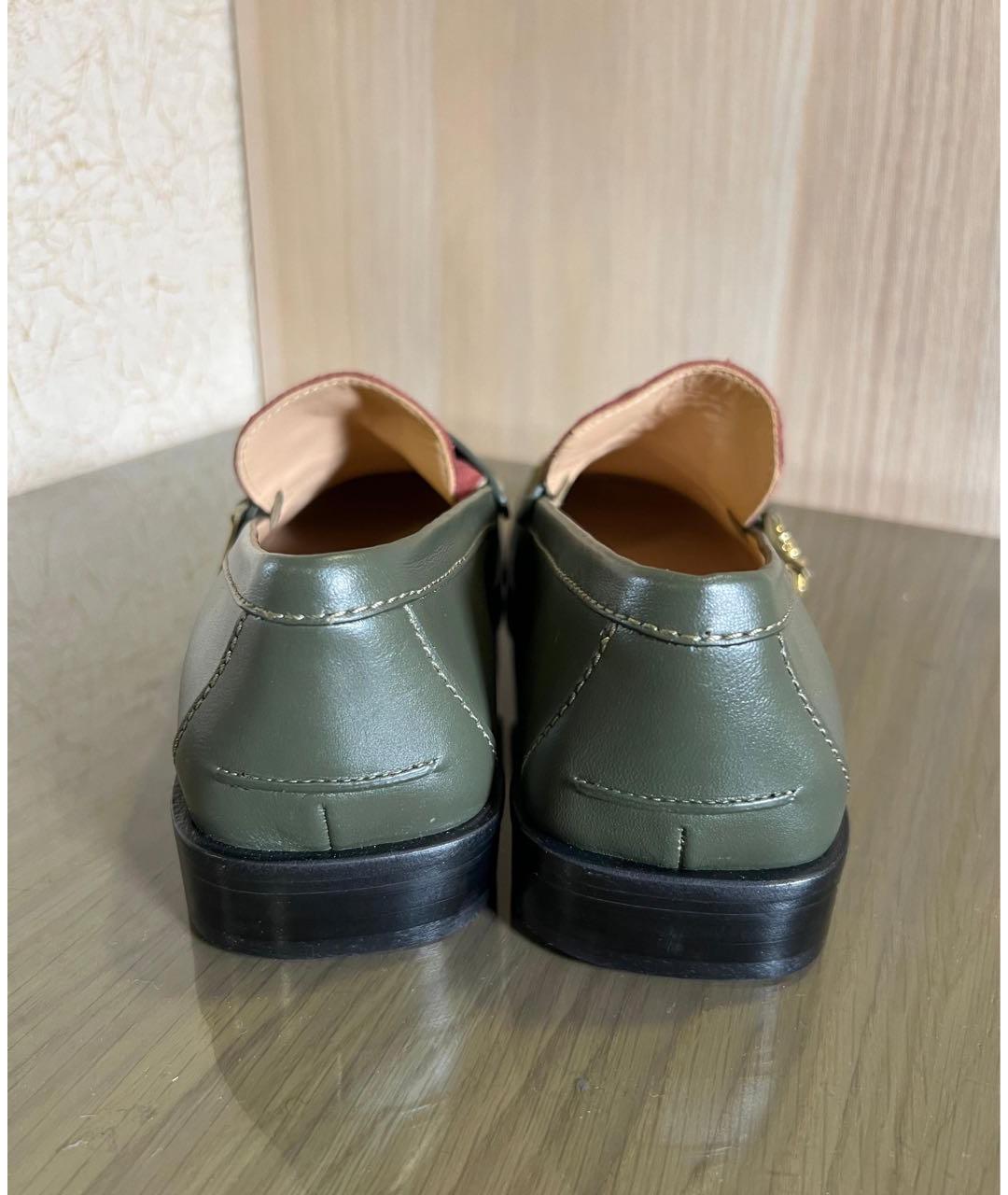 J.W.ANDERSON Зеленые кожаные лоферы, фото 3