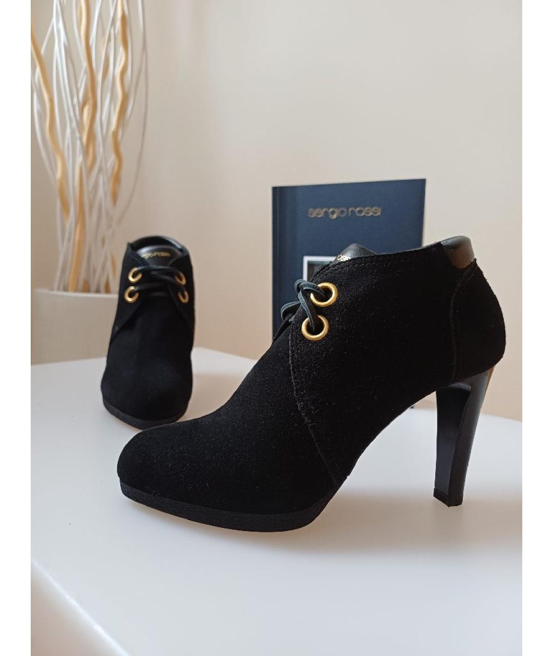 SERGIO ROSSI Черные замшевые ботильоны, фото 5