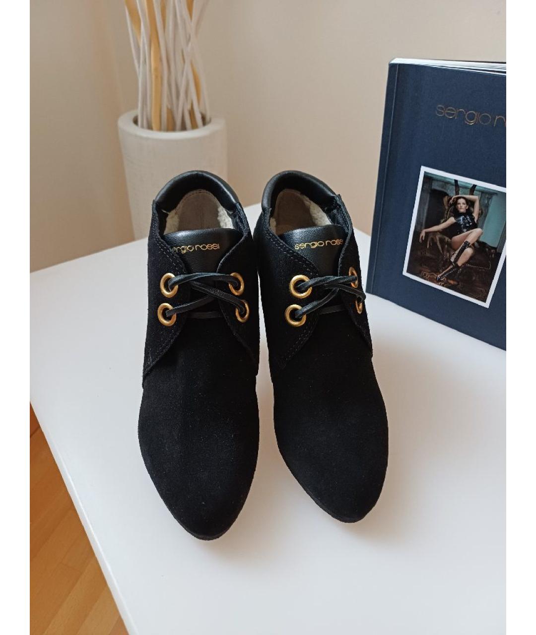 SERGIO ROSSI Черные замшевые ботильоны, фото 6