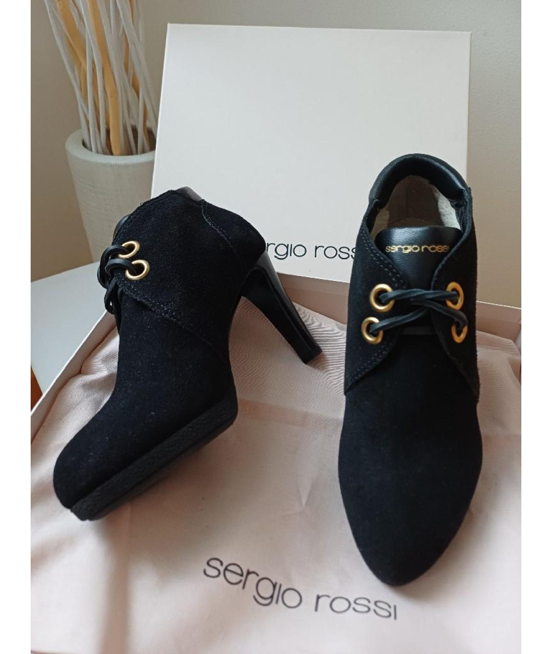 SERGIO ROSSI Черные замшевые ботильоны, фото 4