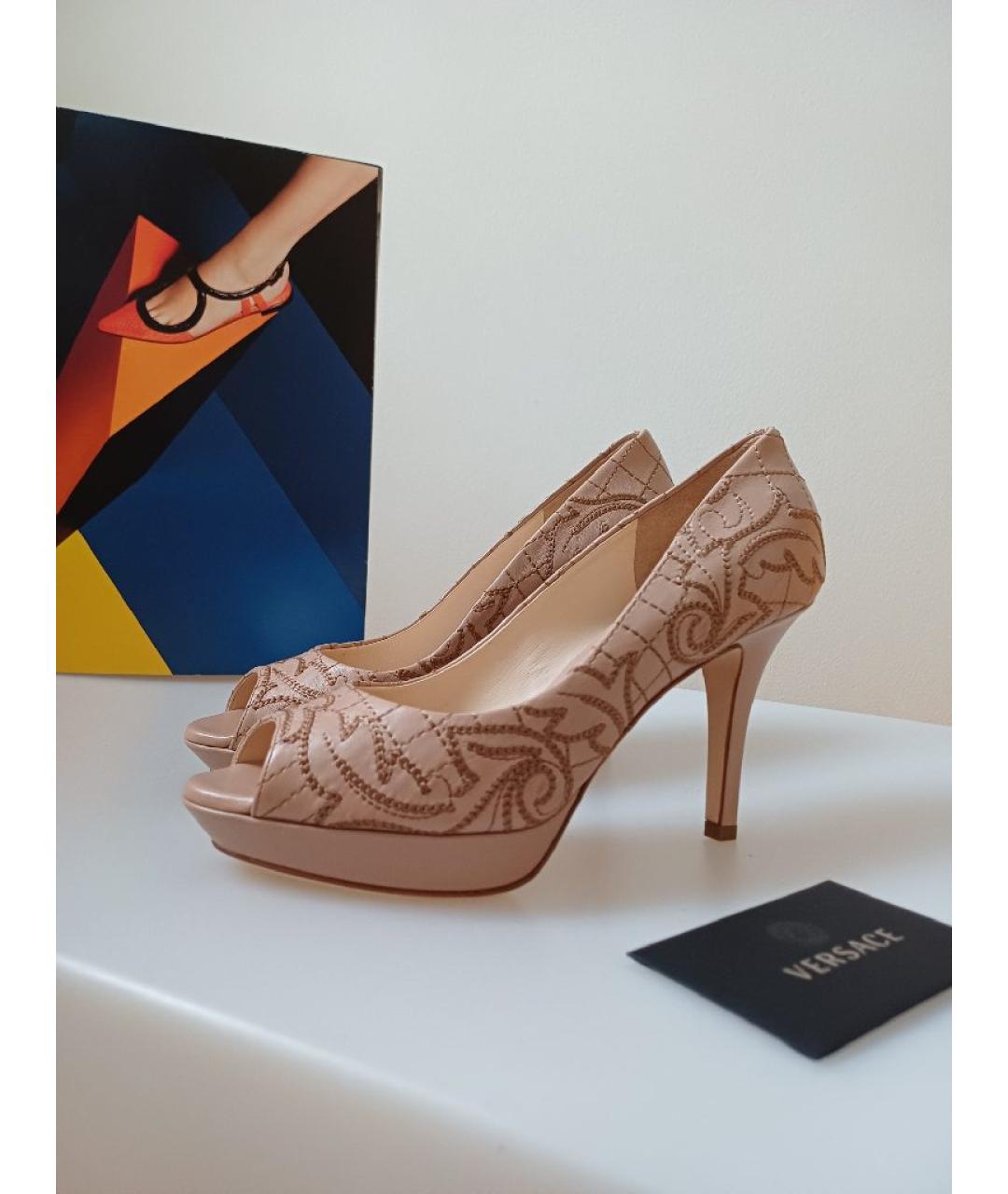 VERSACE Коричневые кожаные туфли, фото 2