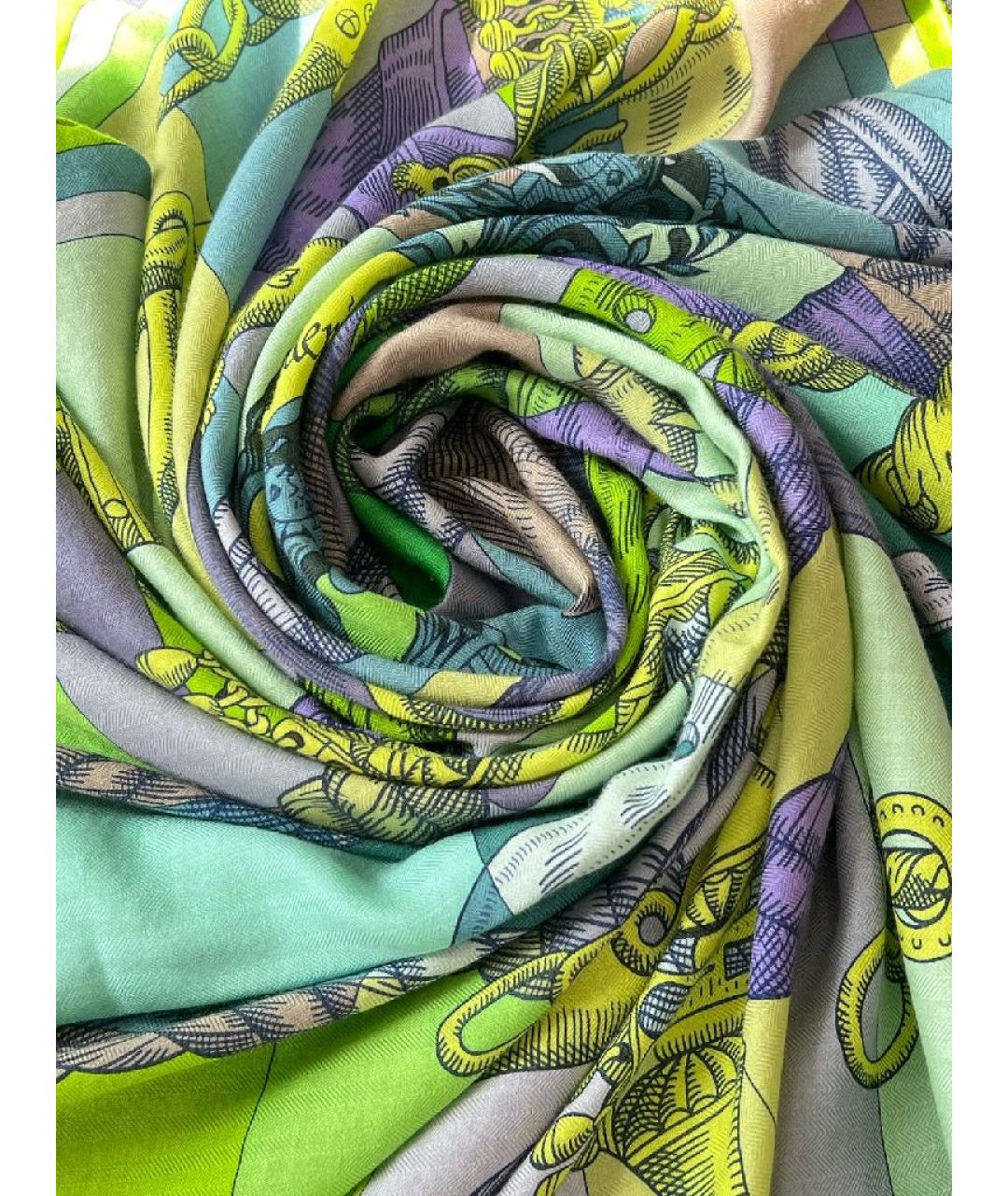 HERMES Голубой кашемировый платок, фото 7