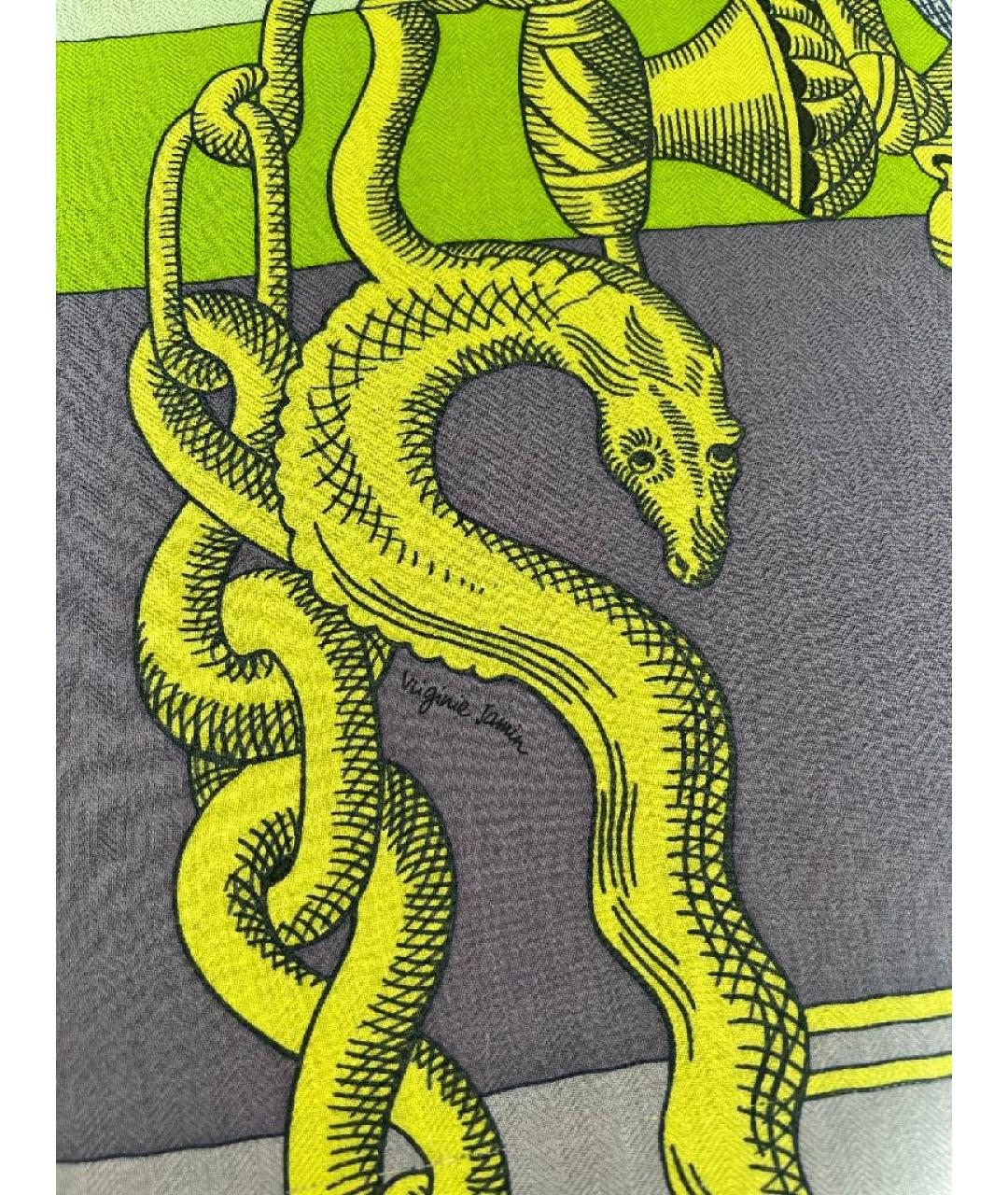 HERMES Голубой кашемировый платок, фото 5