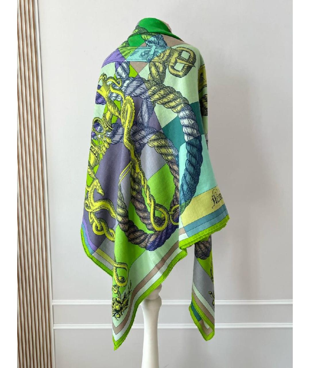 HERMES Голубой кашемировый платок, фото 9