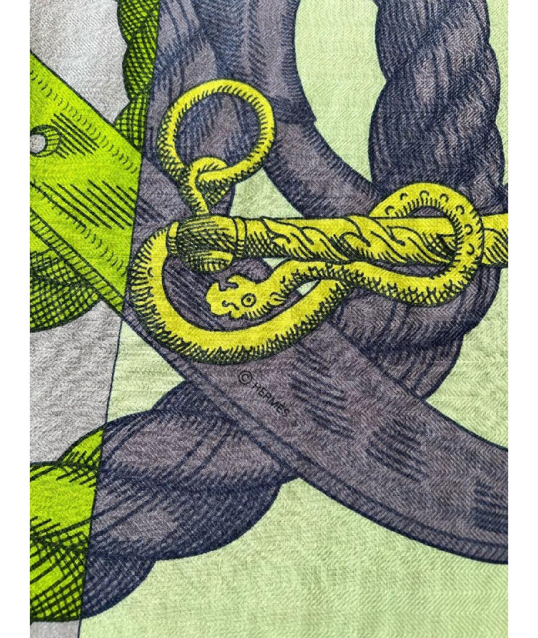 HERMES Голубой кашемировый платок, фото 4