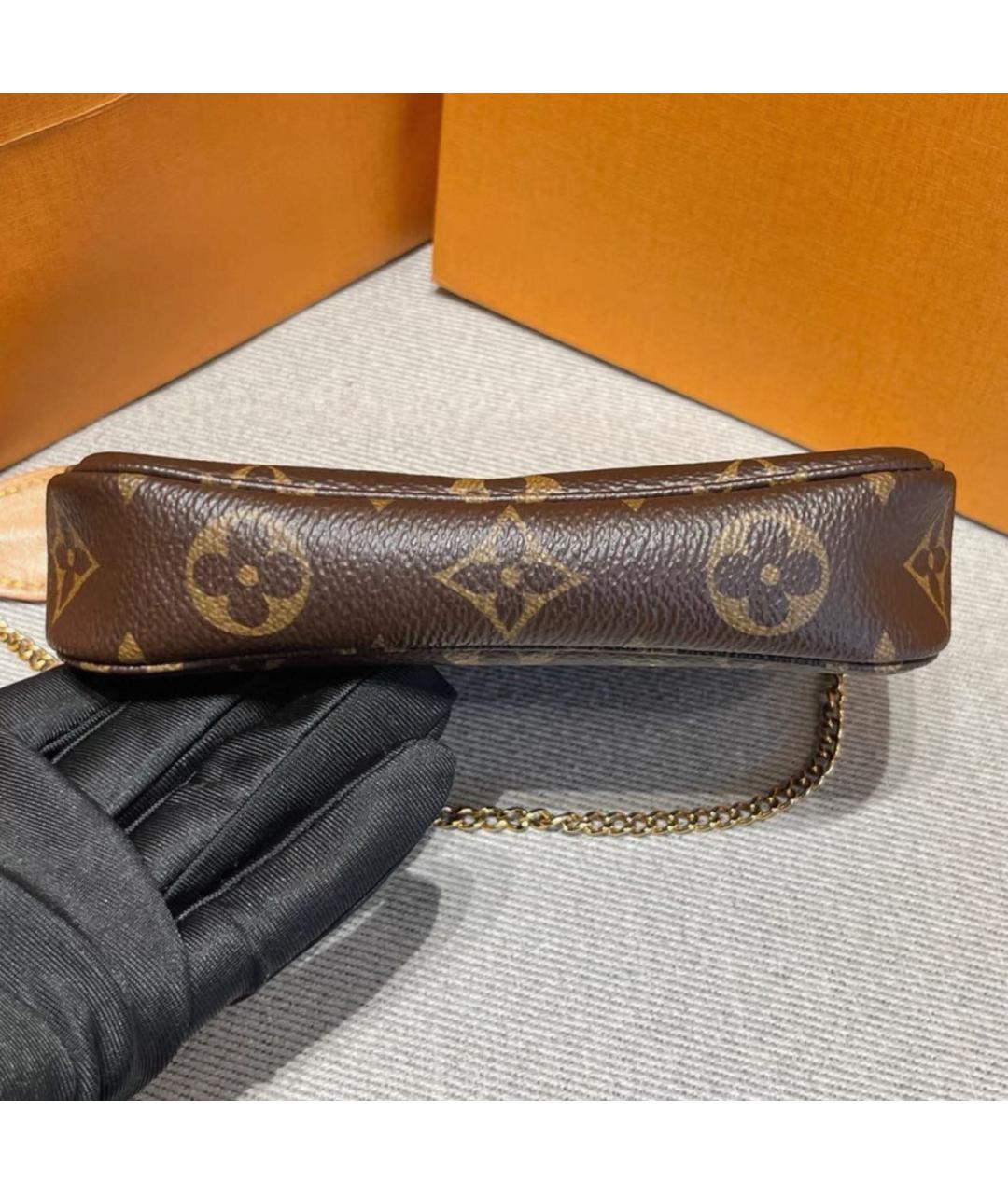 LOUIS VUITTON Коричневая кожаная сумка через плечо, фото 3