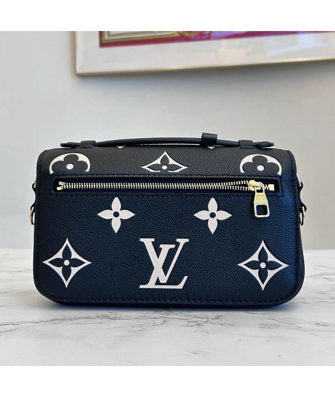 LOUIS VUITTON Черная кожаная сумка через плечо, фото 3
