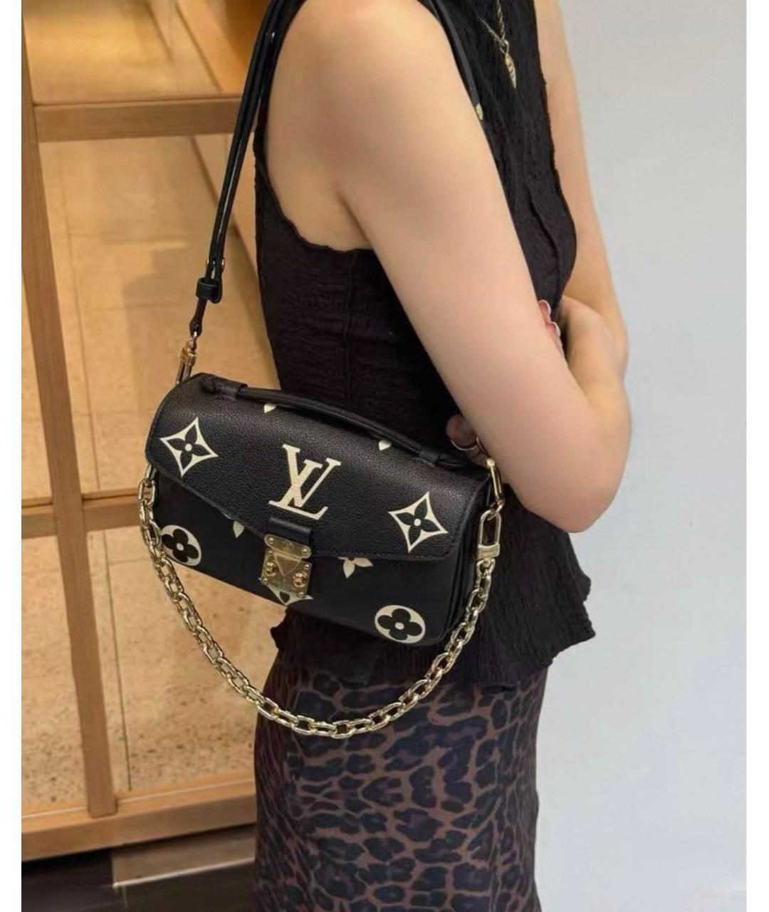 LOUIS VUITTON Черная кожаная сумка через плечо, фото 6