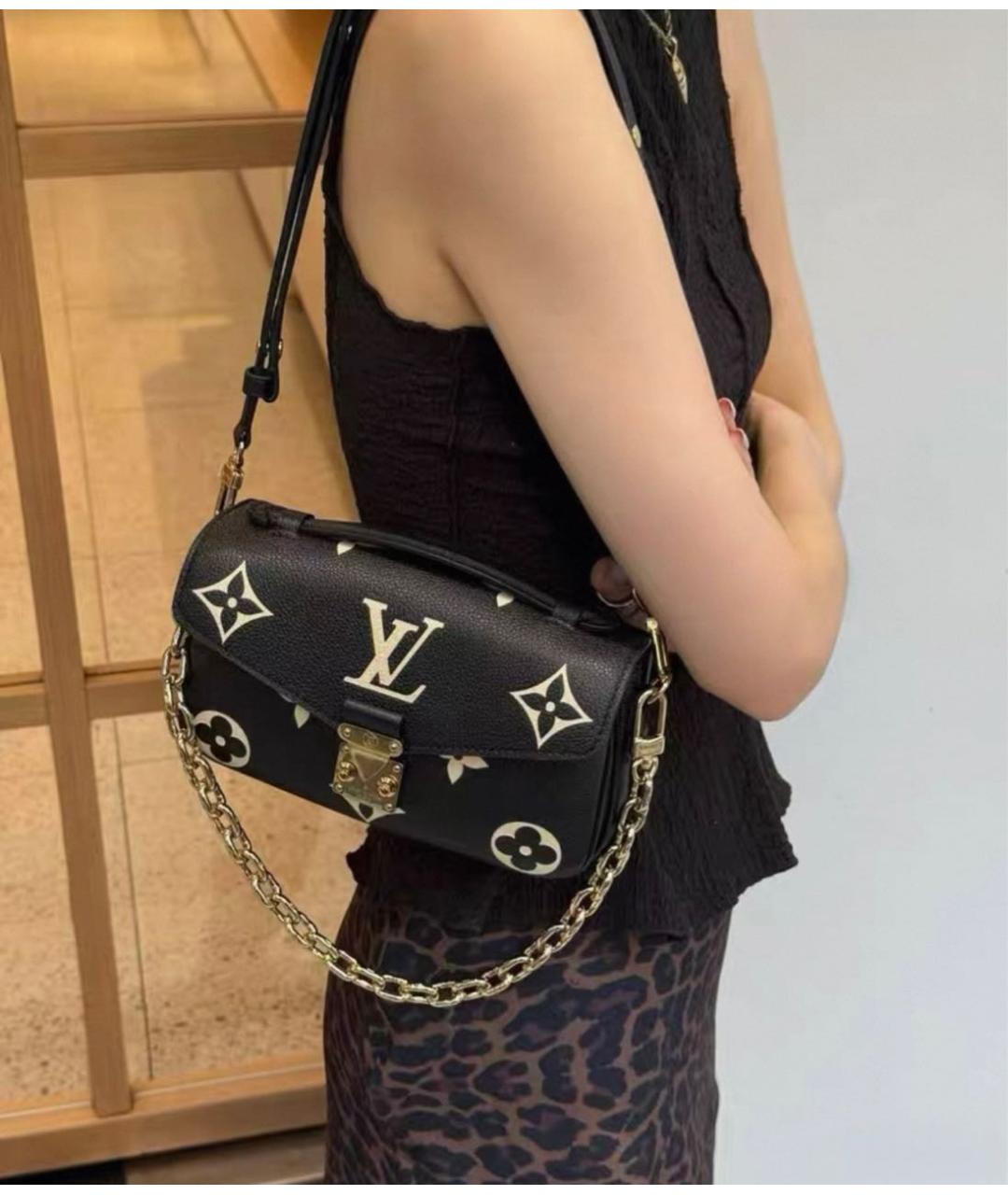 LOUIS VUITTON Черная кожаная сумка через плечо, фото 6