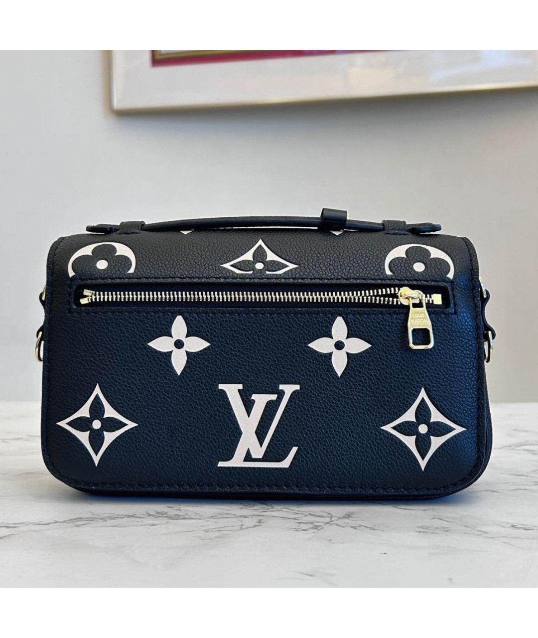 LOUIS VUITTON Черная кожаная сумка через плечо, фото 3