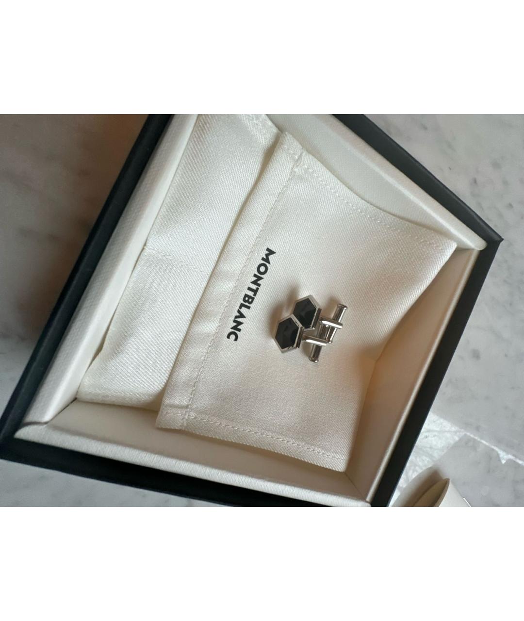 MONTBLANC Черные металлические запонки, фото 6