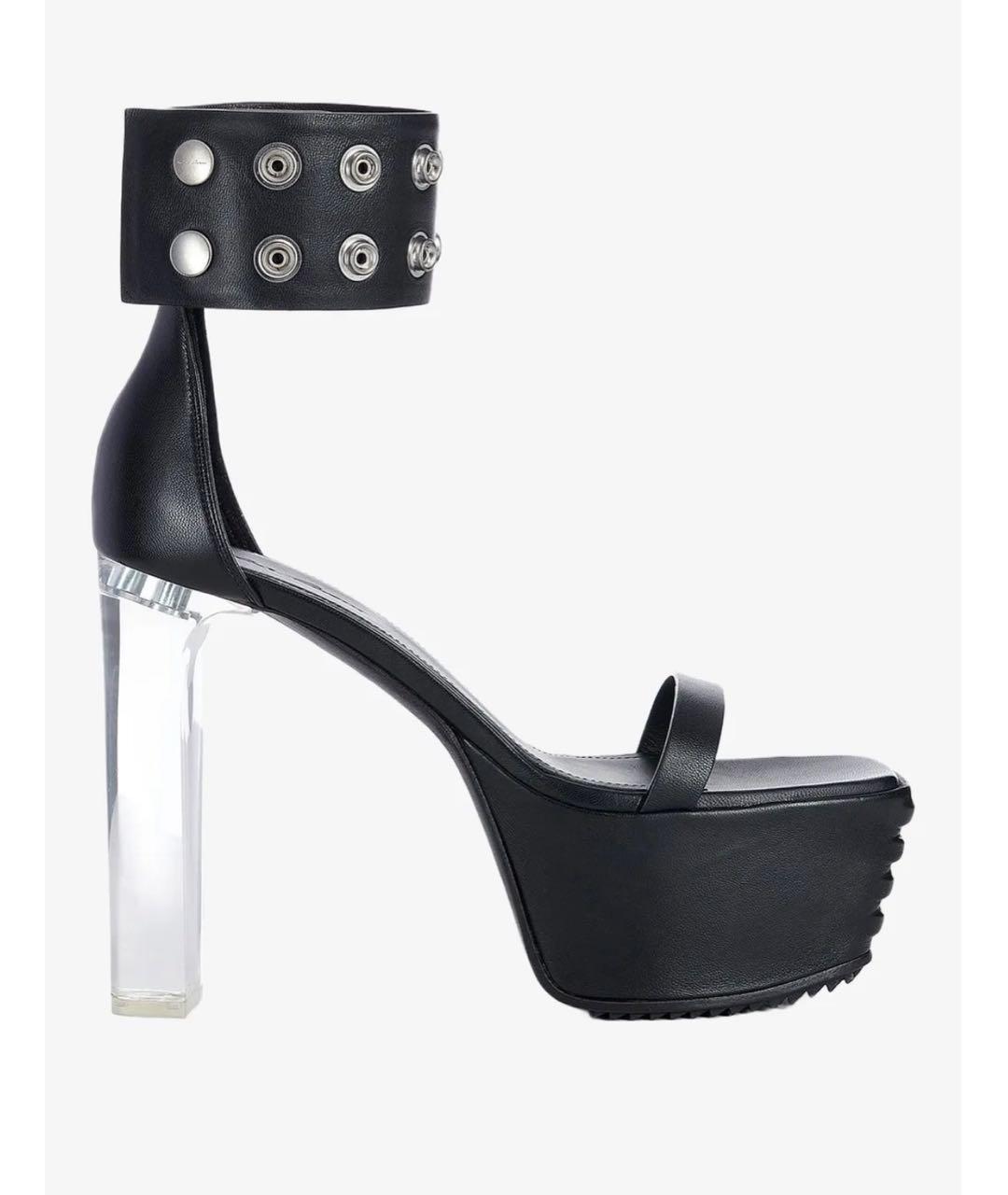 RICK OWENS Черные кожаные босоножки, фото 8