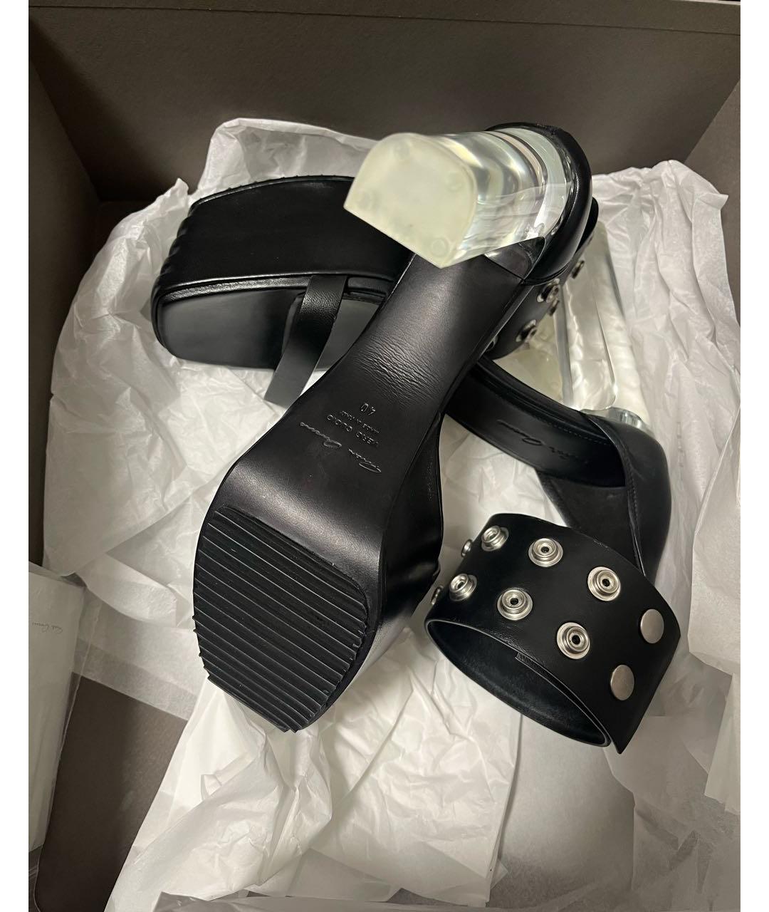 RICK OWENS Черные кожаные босоножки, фото 7