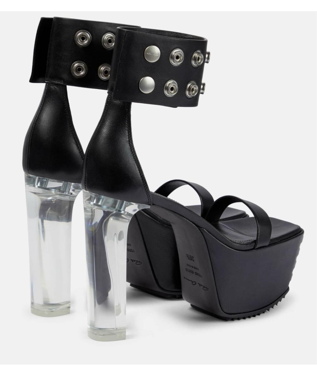 RICK OWENS Черные кожаные босоножки, фото 4