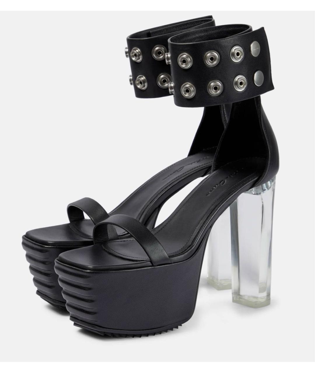 RICK OWENS Черные кожаные босоножки, фото 2