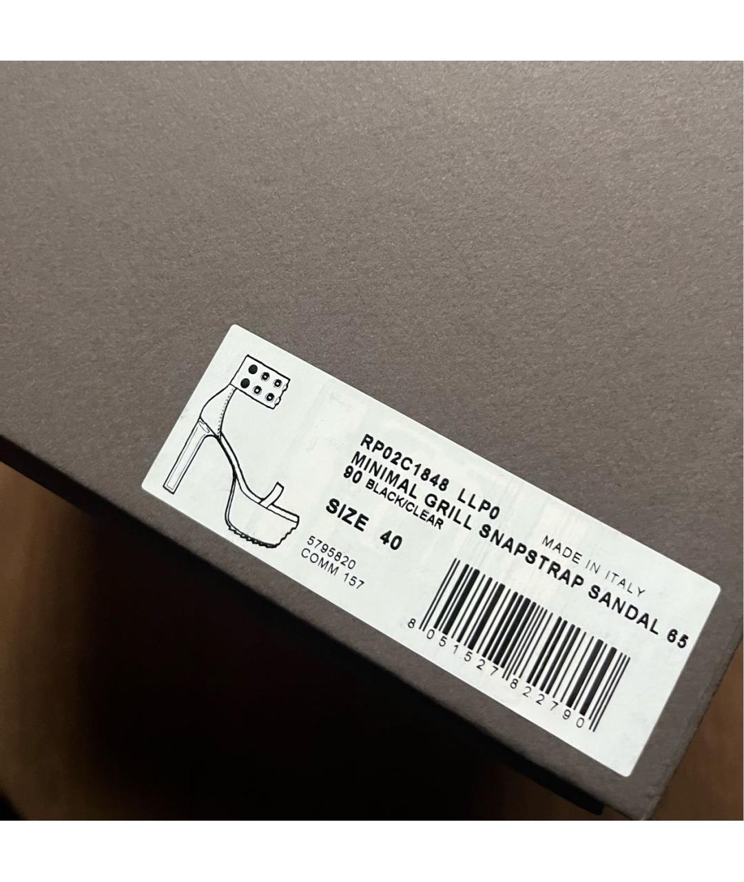 RICK OWENS Черные кожаные босоножки, фото 5