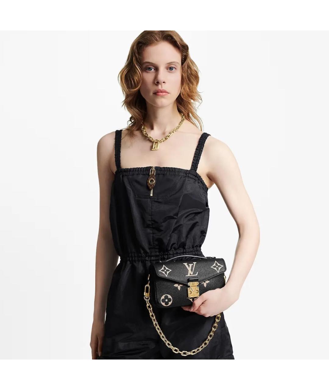 LOUIS VUITTON Черная кожаная сумка с короткими ручками, фото 7