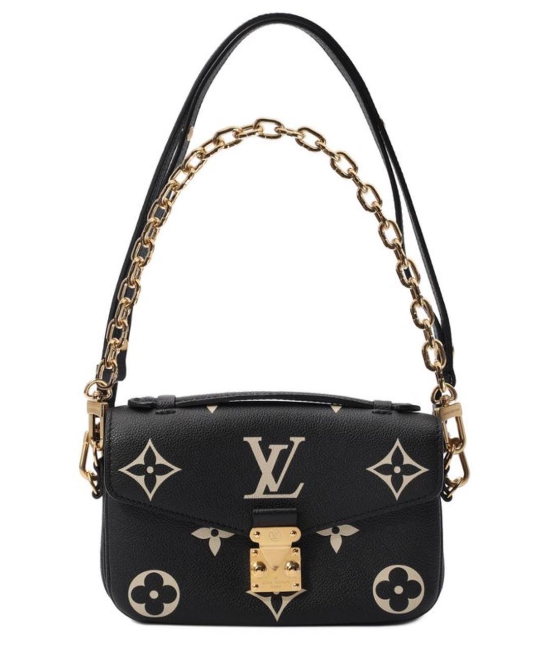 LOUIS VUITTON Черная кожаная сумка с короткими ручками, фото 1