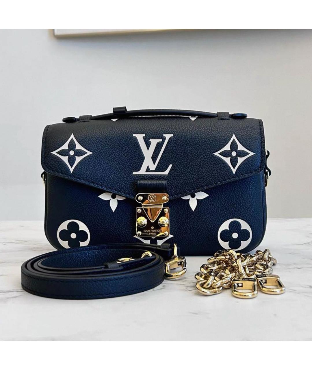 LOUIS VUITTON Черная кожаная сумка с короткими ручками, фото 2