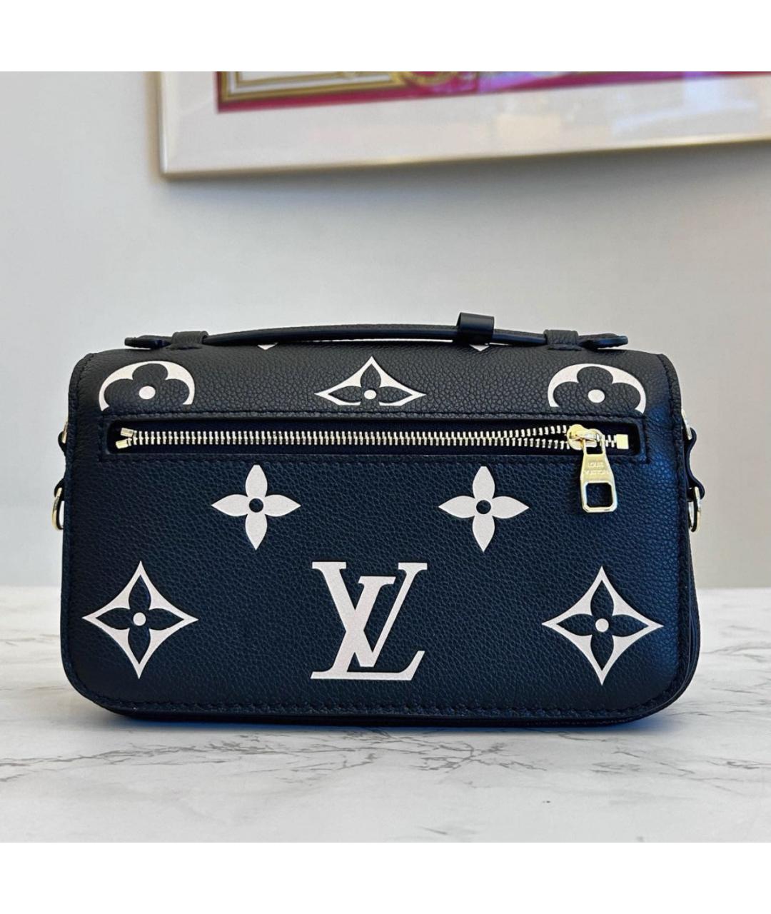 LOUIS VUITTON Черная кожаная сумка через плечо, фото 3